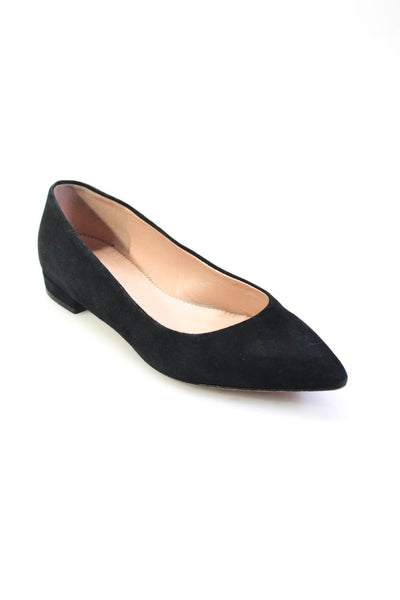 J Crew Womens Suede Pointed Toe Flat Heel Flats Shoes Black Size 5.5US