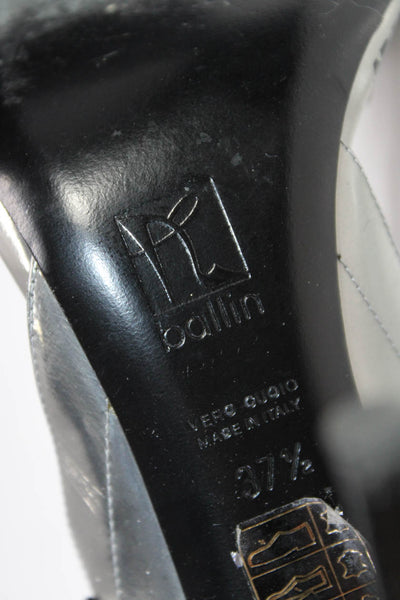 Ballin Womens Metallic Leather Studded T-Strap Stilettos Silver Size 7.5US 37.5E