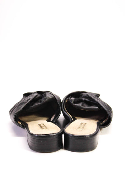 Louise et Cie Womens Leather Almond Toe Knotted Bow Mules Sandals Black Size 7.5