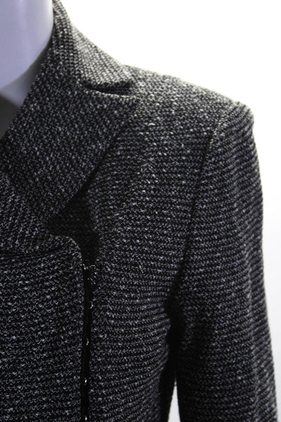 St. John Collection Womens Santana Knit Asymmetrical Jacket Black White Size 2