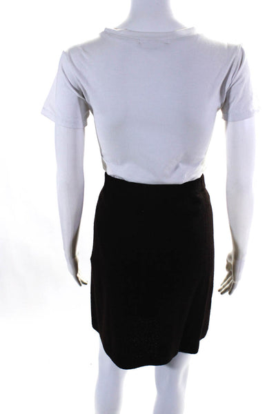 St. John Collection Womens Santana Knit Pleated Knee Length Skirt Brown Size 2