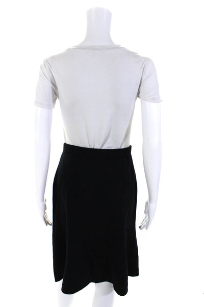 St. John Collection Womens Santana Knit A Line Skirt Black Wool Size 4