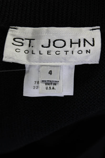 St. John Collection Womens Santana Knit A Line Skirt Black Wool Size 4