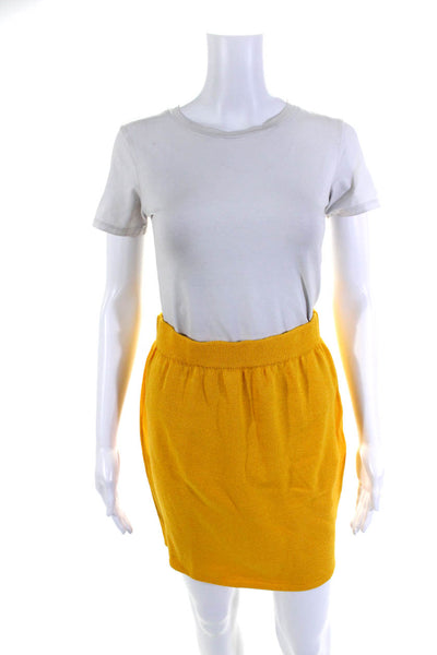 St. John Collection By Marie Gray Womens Santana Knit Skirt Yellow Wool Size 4