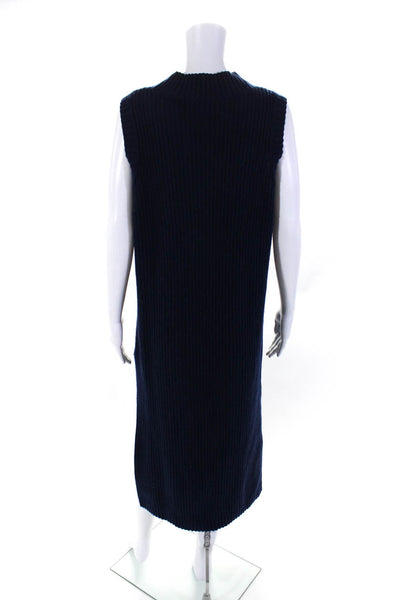 & Other Stories Womens Ribbed Side Slit Sleeveless Sweater Dress Blue Size XS