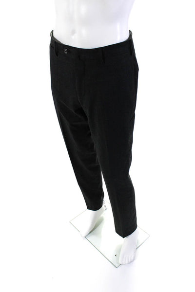 PT01 Mens Wool Mid-Rise Pleated Front Straight Leg Dress Pants Black Size 50