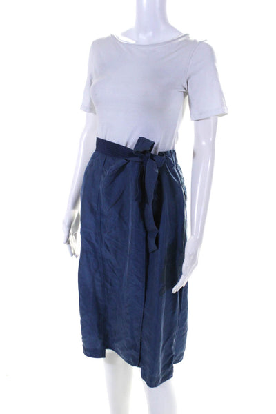 Rag & Bone Womens Woven High-Rise Belted Knee Length Straight Skirt Blue Size 8