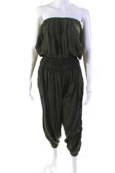 Indah Womens Strapless High Rise Jogger Jumpsuit Green Size Extra Small