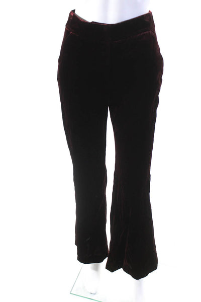 Veronica Beard Womesn Velvet High Rise Wide Leg Trousers Wine Red Size 0