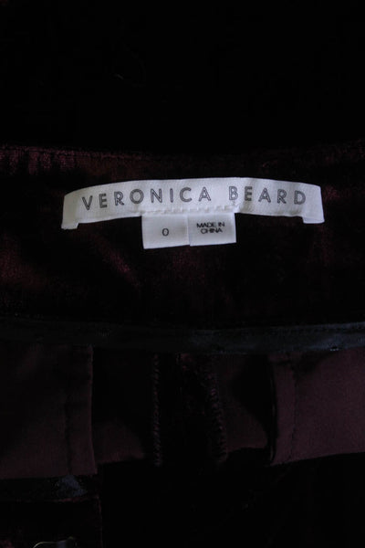 Veronica Beard Womesn Velvet High Rise Wide Leg Trousers Wine Red Size 0
