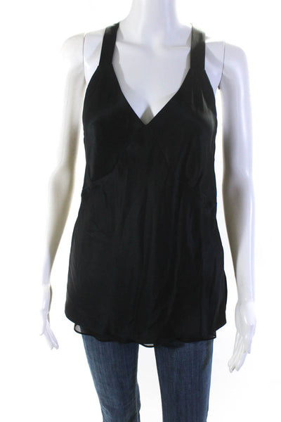 Rag & Bone Womens Silk Sleeveless Side Slit Layered Tank Top Blouse Black Size 6