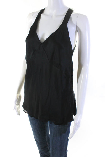 Rag & Bone Womens Silk Sleeveless Side Slit Layered Tank Top Blouse Black Size 6