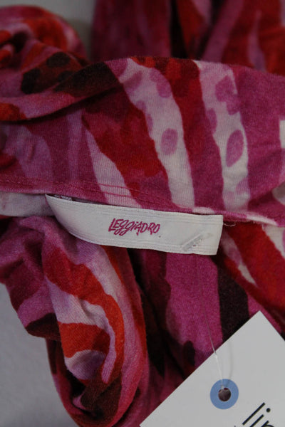 Leggiadro Womens Pink Zebra Print Crew Neck Long Sleeve Knit Blouse Top Size 1