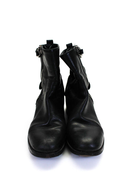 Salvatore Ferragamo Womens Black Leather Zip Ankle Boots Shoes Size 7.5B