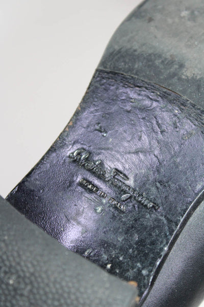 Salvatore Ferragamo Womens Black Leather Zip Ankle Boots Shoes Size 7.5B
