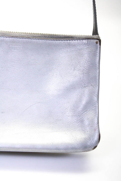 Celine Womens Silver Leather Small Trio Crossbody Bag Handbag