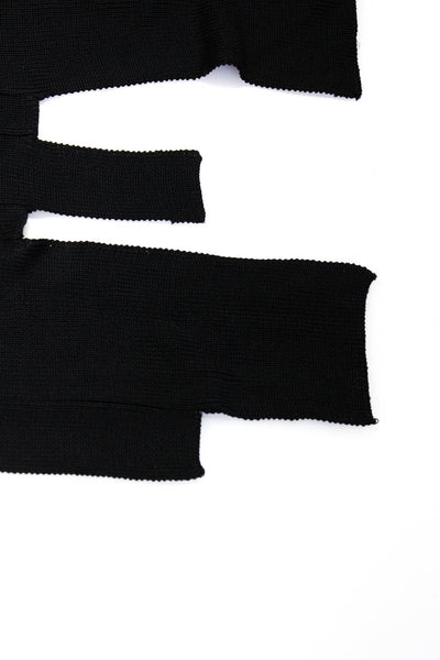 Herve Leger Womens Solid Black Ribbed Knit Fringe Edge Scarf