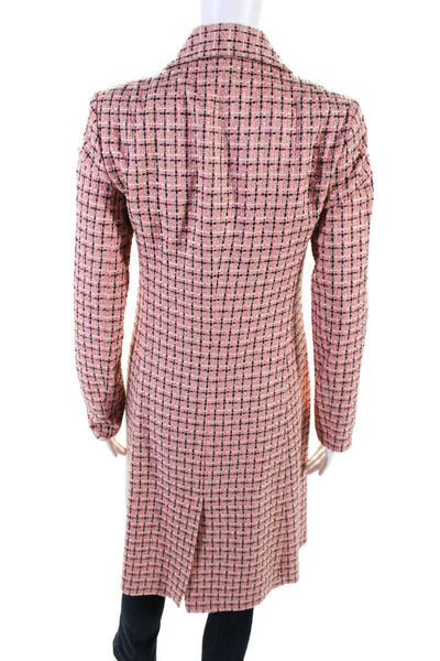 Laundry by Shelli Segal Womens Pink Textured Plaid Long Sleeve Coat Size 2