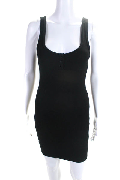 Zara Womens Black Ribbed Scoop Neck Sleeveless Mini Tank Dress Size S