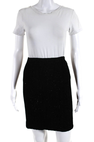 St. John Collection By Marie Gray Womens Black Glittery Knit Pencil Skirt Size 8