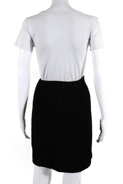 St. John Collection By Marie Gray Womens Black Glittery Knit Pencil Skirt Size 8