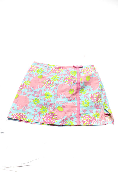 Lilly Pulitzer Womens Elephant Gingham Embroidered Skort Pink Blue Size 2 4 Lot2