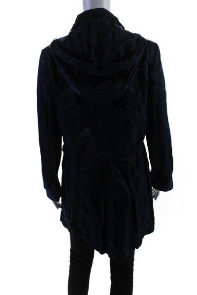 Joie Womens Hooded Full Zipper Coat Midnight Blue Size Small