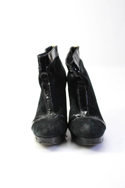 Tory Burch Womens Back Zip Block Heel Platform Booties Black Suede Size 7.5M