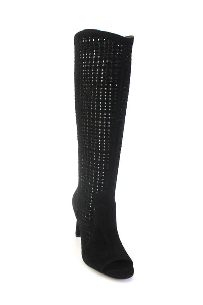 Vince Camuto Womens Mesh Open Toe Stiletto Heels Mid-Calf Boots Black Size 6