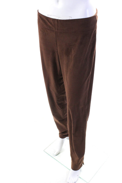 Fabrizio Gianni Womens Faux Suede Mid-Rise Pull On Trousers Pants Brown Size 8