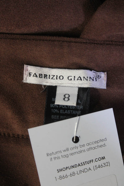 Fabrizio Gianni Womens Faux Suede Mid-Rise Pull On Trousers Pants Brown Size 8