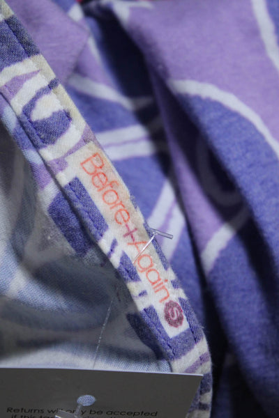 Better + Again Womens Printed Jersey V Neck Sheath Dress Purple White Size Small