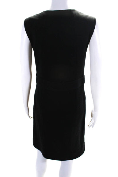Tory Burch Womens Asymmetrical Button Knit Sleeveless Sheath Dress Black Small