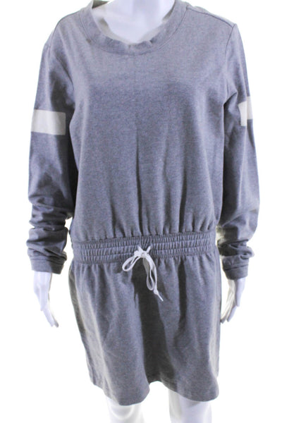 Sweats By Norma Kamali Womens Long Sleeve Drawstring Sweater Dress Gray Medium