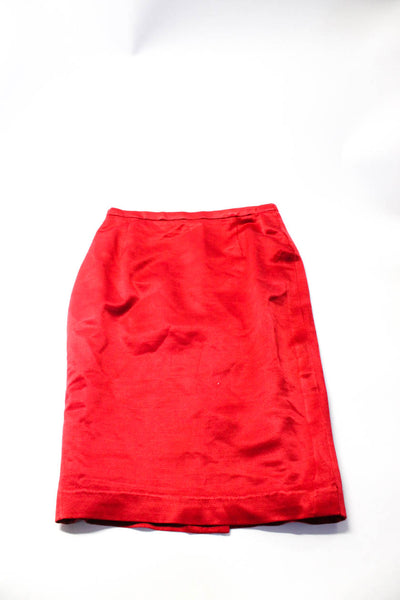 Escada Womens Back Zip Satin Knee Length Pencil Skirt Red Size FR 34
