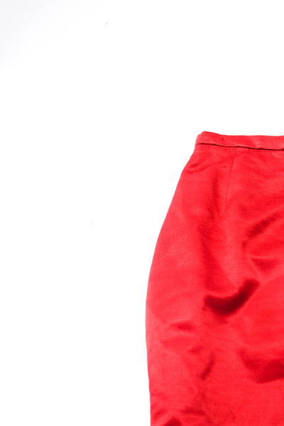 Escada Womens Back Zip Satin Knee Length Pencil Skirt Red Size FR 34