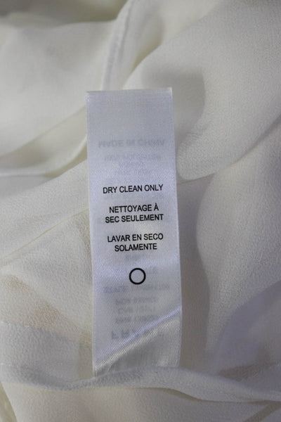 Frame Womens Back Zip Short Sleeve Silk Keyhole Shirt White Size Small