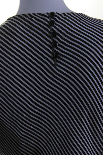 Frame Womens Long Sleeve V Neck Striped Silk Shirt White Black Size Extra Small