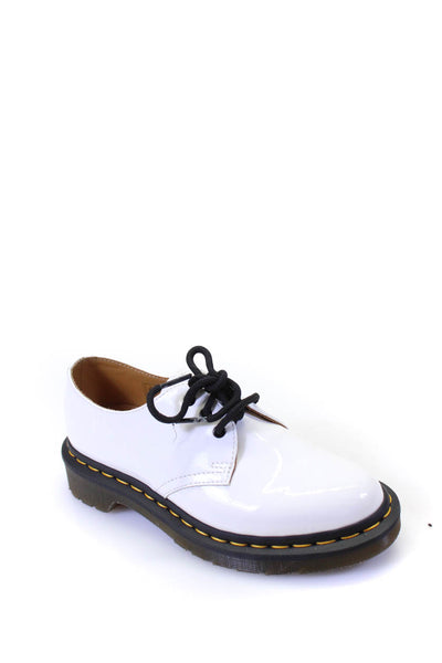 Dr. Martens Womens Lace Up Patent Leather Oxfords White Black Size 5