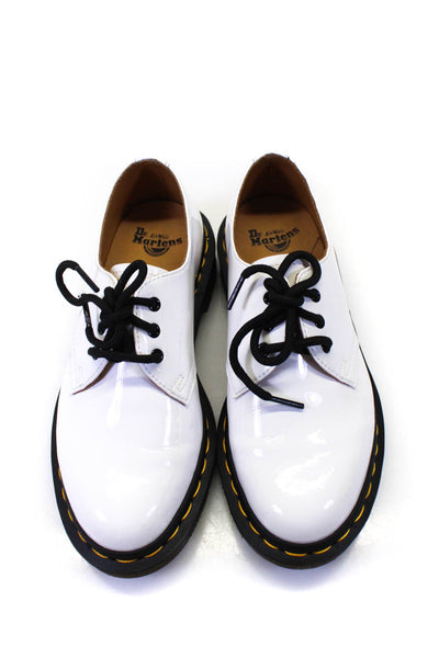 Dr. Martens Womens Lace Up Patent Leather Oxfords White Black Size 5
