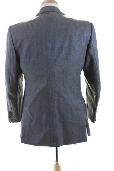 Magee Mens Plaid Two Button Blazer Jacket Gray Wool Size 40
