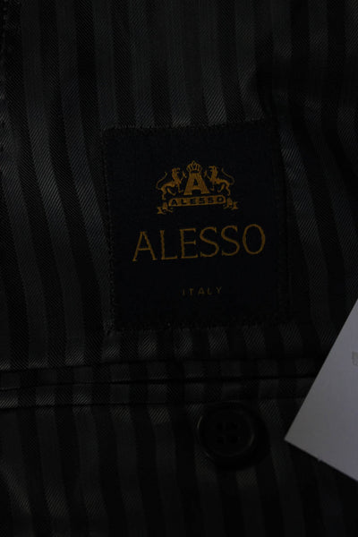 Alesso Mens Plaid Two Button Blazer Jacket Blue Wool Size 48 Regular