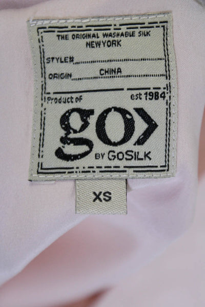 Go By GoSilk Womens Half Button Down Long Sleeves Blouse Pink Size Extra Small