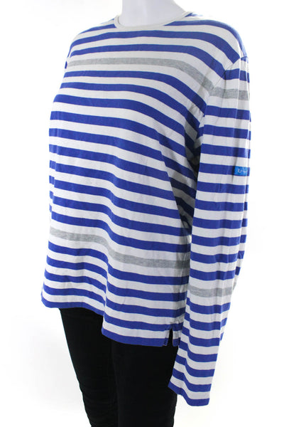 Shipley & Halmos Womens Striped Long Sleeves Shirt White Blue Size Large