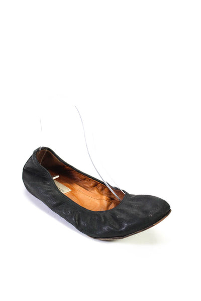 Lanvin Womens Round Toe Flat Leather Slip On Ballet Flats Black Size 7