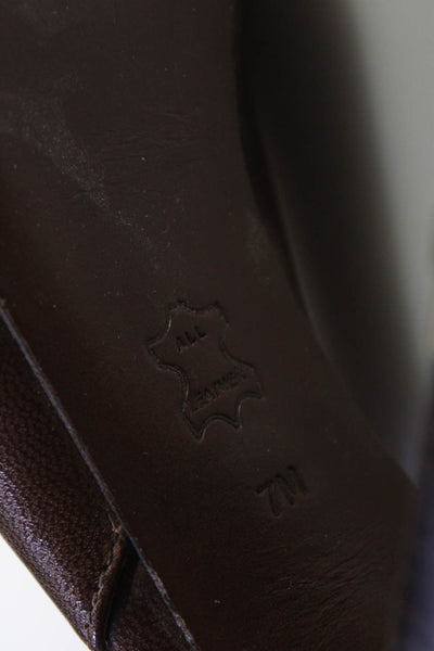 Tory Burch Womens Block Heel Logo Slingback Sandals Brown Leather Size 7M