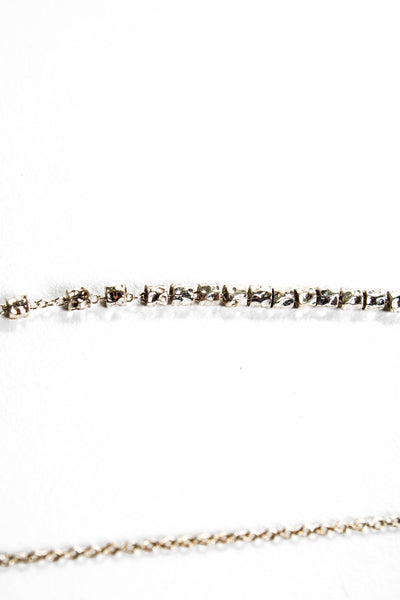 Designer Womens Silver Tone Hammered Beads Toggle Lariat Chain Necklace 26"