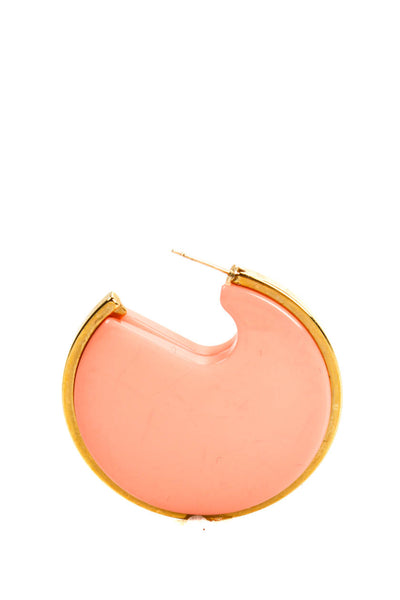 Rachel Comey Womens Gold-Tone Plated Disk Color Filled Hoop Earrings Light Pink