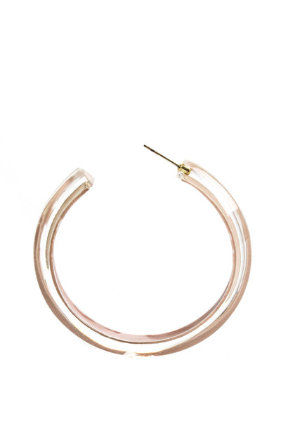 Alison Lou Womens Lucite Gold Tone Large Mauve Pink Jelly Hoop Earrings 2.25"