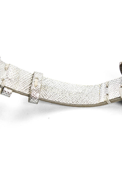Tory Burch x Fitbit Womens Silver Tone Metallic Leather Wrap Bracelet 8.5"